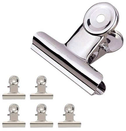 5 PZ Mollette Chiudi Sacchetti, Graffette da Cucina, Clip in Acciaio Inox 38 mm Mantieni Cibo Fresco per Biscotti, caffè, Pane, Snack, Patatine, Cibo