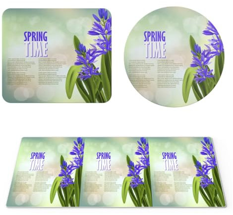 EHOMERY Mauspad One Piece Mouse Mat XXL Cute Frühlingsblumen Mauspad Selber Gestalten Maus Keyboard Pad Für Die Schreibtischdekoration - 3 Pack [30x80 cm, 20x24 cm and Dia 20 cm]