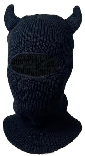 TRADERPLUS Ox Horn Cap Strickmütze 3D Funny Halloween Ox Horn Cap für Männer Frauen (schwarz)