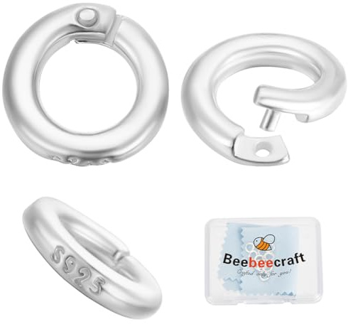 Beebeecraft 10Pcs Locking Jump Rings OD 6mm ID 3mm 925 Sterling Silver