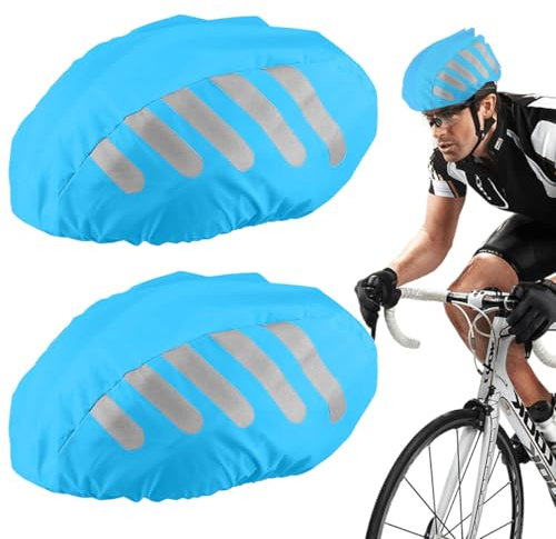 LGZIN 2 Stück Regenschutz für Fahrradhelm, Fahrradhelm Regenüberzug, Reflektierend Helmüberzug, Winddichter Regenüberzug, Reflektierende Fahrrad Regenhaube für Ausflüge Reisen und Fahrten