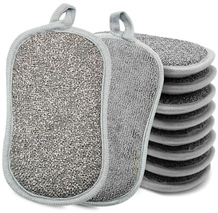 10 Stück Spülschwamm Waschbar, Scheuerschwamm,Küchenschwamm Waschbar, 16×9 cm putzschwamm，Mikrofaser Schwamm, topfreiniger, wiederverwendbar, beidseitig Starke Reinigung von hartnäckigem Schmutz