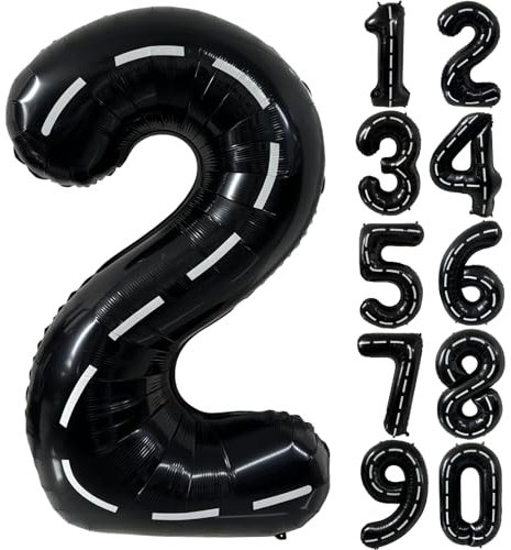 40 Zoll Schwarz Zahl 2 Luftballon Schwarz und Weiß Streifen Luftballon 2 Schwarz Geburtstag Ballon Schwarz Folienballon Rennwagen Ballons Autos Party Dekoration Geburtstagsdeko Jubiläum Deko