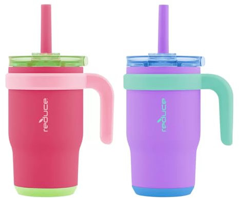 REDUCE 14 oz Coldee Tumbler with Handle for Kids (Magnetic Purple/Pink)
