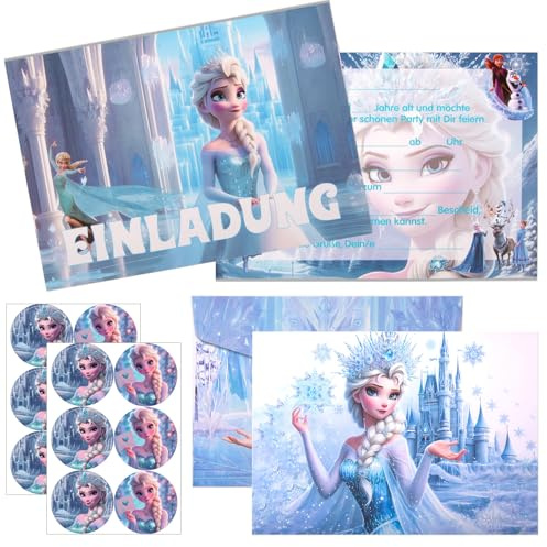 yumcute 12pcs Einladungen Einladung Kindergeburtstag mit Umschlägen und Aufklebern Geburtstagsparty Einladungen, Blau rtyeinladungen Kinder für Mädchen und Jungen