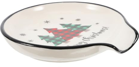 AUTSUPPL Christmas Spoon Rest Ceramic Utensil Holder for Holiday Cooking Festive Kitchen Decor Featuring Christmas Tree Design for Soups and Sauces Sturdy and Easy to Clean