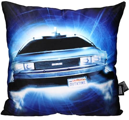 SD TOYS Delorean Roads quadratisches Kissen Zurück in die Zukunft, vakuumverpackt, 45 x 45 cm