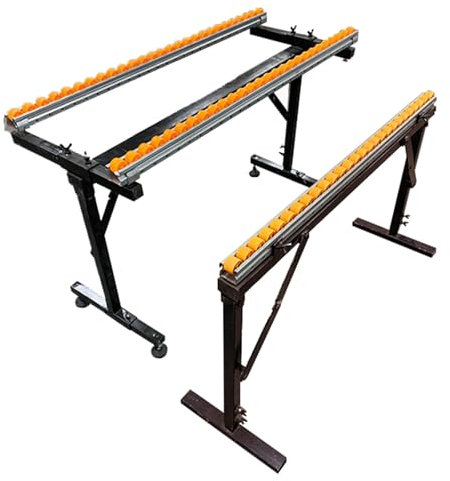 RENLXFI Rollenbock Rollenauflage 2er-Pack Sägebockständer Aus Stahl Mit Verstellbarer Höhe Und Rollen, Zusammenklappbare, Tragbare Werkbank-Verlängerungshalterungen, Tischstütze Für Holzbearbeitung