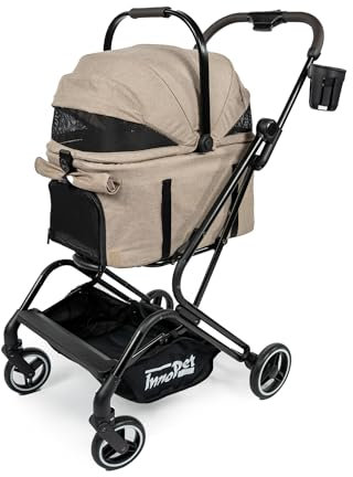 Innopet Nomad Compact Hundebuggy - Leichtgewichtiger faltbarer Hundebuggy & Katzenbuggy für kleine, mittelgroße Hunde bis 20kg - Abnehmbare Kabine, Haustierträger und Autokorb
