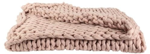 AltoBuy Plaid Chunky 120x150cm Grosse Maille Tressée Coloris Rose