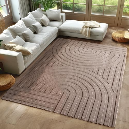Carpetsale24 Boho Teppich 160 x 230 cm Beige, Weicher Skandinavischer Kurzflor mit 3D-Effekt, Waschbar & Pflegeleicht, Moderner Teppich für Wohnzimmer, Esszimmer oder Schlafzimmer