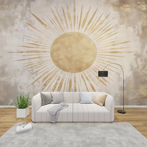 PaxGloz Fototapete Boho Sonne Tapete Goldene Minimalistisch Tapeten Vliestapete Modern Wandtapete Wohnzimmer Schlafzimmer Kinderzimmer Wanddeko Motivtapeten 200 x 140 cm (B x H)
