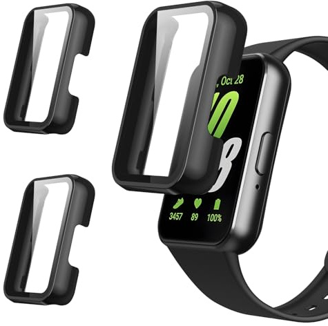 Oelrstfe Hülle mit Schutzfolie für Samsung Galaxy Fit 3 Schutzhülle mit 9H Panzer Schutz Glas,Harte PC 360° Rundum Stoßfest Kratzfest Ultradünne Displayschutz Case Cover für Samsung Fit 3,Schwarz*3