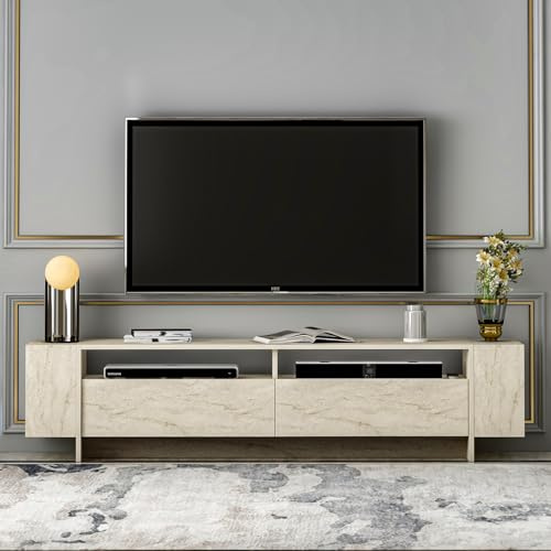 Homidea Angel - Meuble TV bas moderne - 192,8 x 45 x 35 cm (travertin)