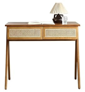 loeusjfnr Home-Office-Schreibtische Wabi-Sabi-Stil Holzschreibtisch Home Schlafzimmer Schminktisch Rattan Homestay