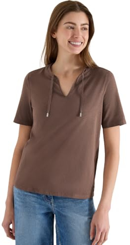 Damen Kurzarm Shirt mit Split Neck