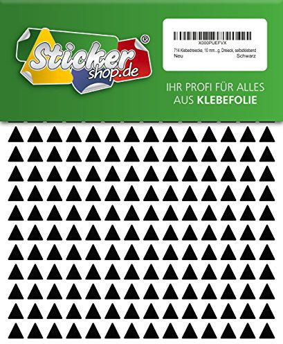 714 Aufkleber, Dreieck, Sticker, 10 mm, schwarz, PVC, Folie, Vinyl, glänzend, Klebemarkierung, selbstklebend