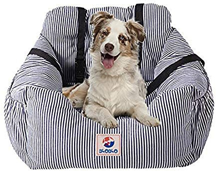 BLOBLO Dog Car Seat for Small and Medium Dogs,Puppy Booster Seat Dog Travel Car Bed with Storage Pocket and Clip-on Safety Leash,Safe and Comfortable Travel,Removable Washable Cover (Blue)