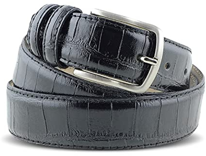 La Bottega del Calzolaio Gürtel Herren Kalbsleder mit Krokoprägung, elegant, handgefertigt in Italien, viele Farben und Längen, Made in Italy