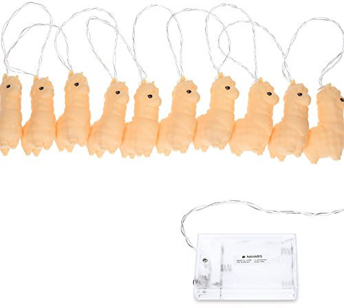 Navaris LED Lichterkette Alpaka Design - 2m Länge - Süße Nachtlicht Minilichterkette für Kinder mit warmweißem Licht - Lichter Kette - Creme
