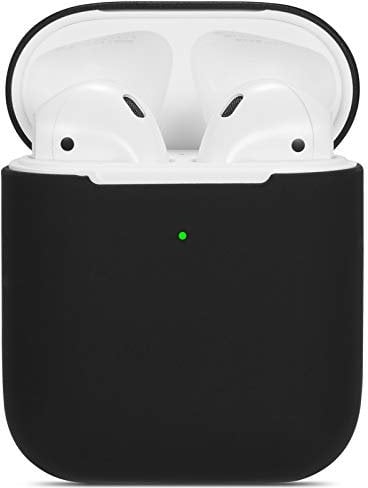 kompatibles Airpods Hülle,Watruer ultradünnes, weiches, silikonschützendes, stoßfestes Schutzzubehör für Apple Airpods 2 & 1 - Schwarz