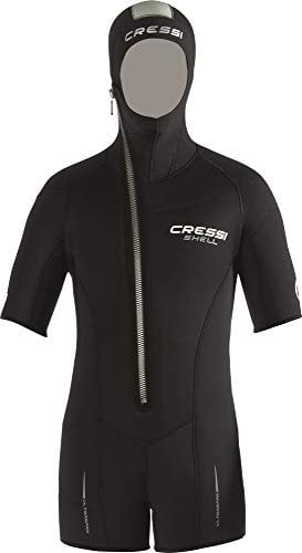 Cressi Shell Jacket Multi Thickness Lady - Damen Jacke / Shorty Modularer Reißverschluss und Kapuze zum Tauchen in Neopren 5mm Schwarz