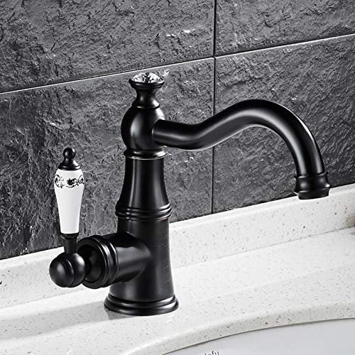 YHSGY Waschtischarmaturen Becken Wasserhahn Messing Toilette Waschbecken Mischbatterie Hot & Cold Schwarz/Golden Wc Wasserhahn Kristall Top Keramikgriff Bad Kranhahn