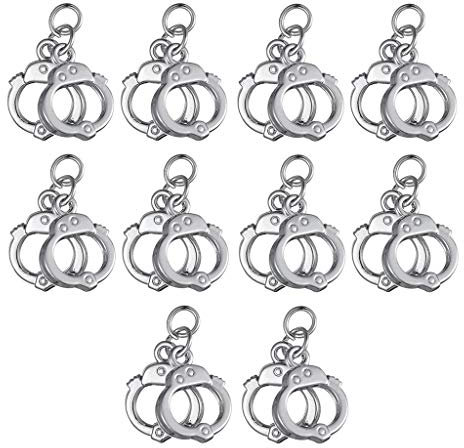 chiwanji 10 pcs Halskette Anhänger Handschellen Schmuckanhänger Schlüsselanhänger für Geburtstag, Valentinstag, Jahrestag