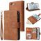 UEEBAI Wallet Case for iPhone 6 6S, Premium Vintage PU Leather Magnetic Closure Handbag Zipper Pocket Case Kickstand Card Holder Slots with Wrist Strap TPU Shockproof Flip Cover - Brown