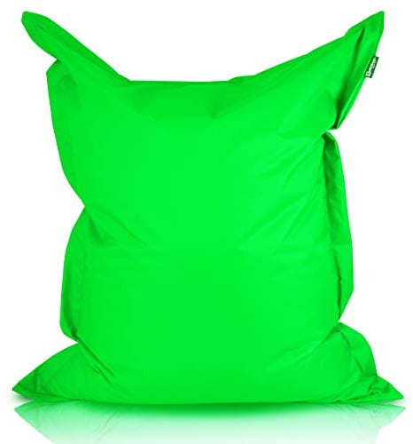 BuBiBag Sitzsack - rechteckiges Bodenkissen in 31 Farben und versch. Größen - Outdoor Sitzsäcke Indoor Beanbag für Kinder und Erwachsene (Neongrün-145x110cm, 330L)