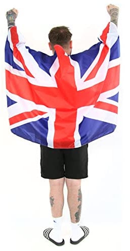 Wearable Flag Cape - Union Jack, United Kingdom Flag - Perfect for the Kings, Ve Day, Sporting Events and Other British Fancy Dress Events - Pack Of 1 VE DAY COMMONWEALTH