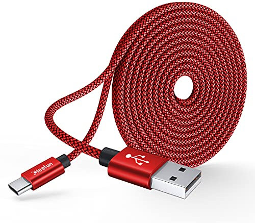 CLEEFUN Cable USB C 5M, Cable USB a USB C Largo Carga Rapide para Mando PS5, para Mando Xbox Series One/X/S, Galaxy S25 S24 S23 Ultra, Cámara Vigilancia