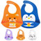 Babi Hapi® Silicone Bibs for Babies – 2-Piece Set Weaning Bibs with Sleeves – Soft, Food-Grade, Waterproof, Plastic-Free, Teething Safe – Adjustable Dribble Bibs (Blue-Orange)
