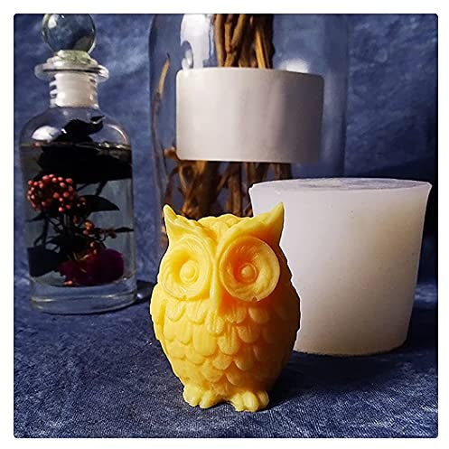 Busi Moule en résine 3D en forme de hibou fait à la main pour plâtre, arôme de soja, cire, savon, bougie, moule en silicone pour la fabrication de bougies