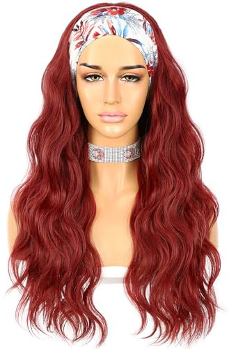 Sapphirewigs Body Wave Stirnband Perücke synthetische lange wellige Perücken für Frauen kleberlos rote natürlich aussehen 150% Dichte 26 inch