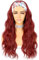 Sapphirewigs Body Wave Stirnband Perücke synthetische lange wellige Perücken für Frauen kleberlos rote natürlich aussehen 150% Dichte 26 inch
