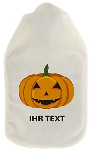 Wärmflasche Kürbis personalisiert, Halloween-Bezug mit Namen, 800 ml | Kürbis-Wärmflasche mit Namen – Halloween- und Herbstwärme für gemütliche Gruselabende