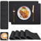 Myir JUN Tischsets Abwaschbar und Untersetzer 6er Set, Leder Platzsets Abwaschbar Kunstleder Schmutzabweisend & rutschfest, Platzdeckchen Abwischbar mit Lederoptik für Esszimmer
