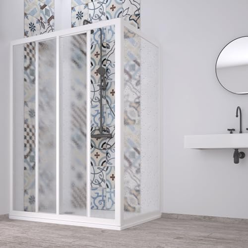 Decorspace Box doccia angolare Acril in Acrilico con profili in PVC apertura centrale riducibile Made in Italy Garantito 10 Anni (70 X 110 cm)