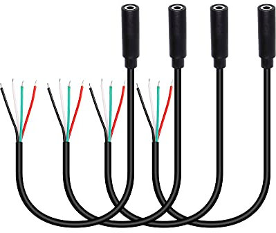 RIIEYOCA 4 Pack 3.5mm Female Plug to Bare Wire Stereo Audio Cable,1/8 TRRS 4 Pole Mono Female Plug to Open End Audio Cable,for and Audio Equipment Installed or Replace Repair
