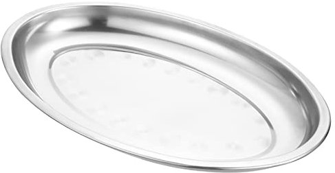 Kichvoe Edelstahl Serviertablett Oval Für Dessert Snacks Brathähnchen Pommes Frites Zuhause Esszimmer Küche Tablett Aus Hochwertigem Edelstahl