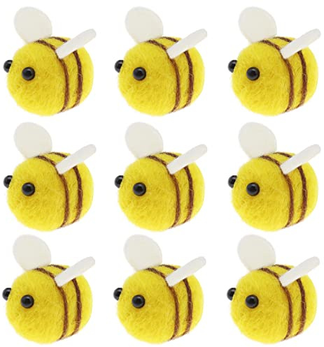 20 Stück Wollfilz Hummel Bastelkugeln Süße Kleine Honigbiene Dekoration Biene Verschönerung Bastelbedarf für Haarnadel Pullover Hut Schuh Kostüm Zubehör