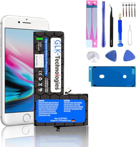 High Capacityr Ersatzakku kompatibel mit Apple iPhone 11 Pro | GLK-Technologies Battery | accu | 3150mAh Akku | inkl. Werkzeug Set GRATIS Schutzfolien Anti Spy Panzer