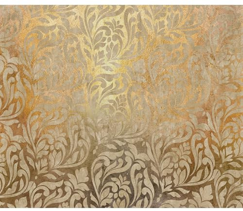 decomonkey Fototapete Ornament 300x210 cm Tapete Fototapeten Vlies Tapeten Vliestapete Wandtapete Moderne Wand Wandbild Schlafzimmer Wohnzimmer Barock 3D Optik Glamour Pflanzen Beige
