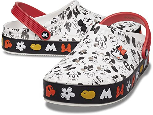 Crocs Unisex-Child Disney Mickey and Minnie Mouse Clogs, Light Up Shoes, White, 4 Women/2 Men