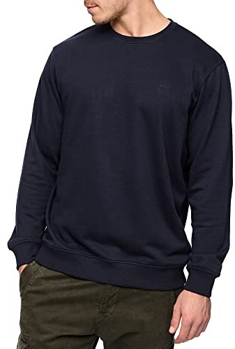Indicode Herren Holt Sweatshirt aus Baumwollmischung | Sweater mit RIPP-Bündchen Pullover für Männer Navy, M