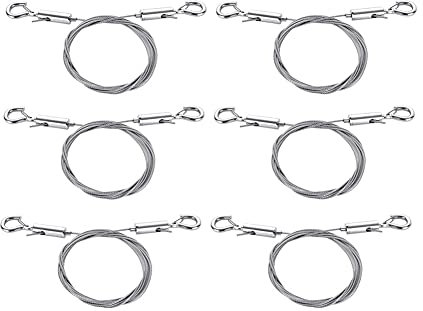 EBOOBA 6 Fili Regolabili per Appendere Quadri, 2 M X 1,5 Mm di per Quadri con Gancio, Kit per Appendere Fili nel Acciaio