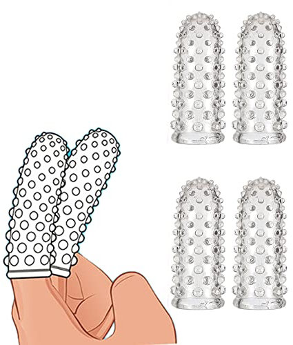 ALMYMM 4 pcs Fingerhüllen Silikon Masturbation, Sexfinger Ticklers Set G-Punkt Fingerspitze,Finger Sleeve Erotik Fingerüberzieher Massage Extrem Sex Spielzeug für Männer Frau Paare