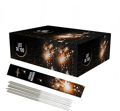 Cierge Magique Moyen Modèle 25/30cm, durée 60 Secondes - Lot de 100 - Accessoire de Décoration pour Gateaux Anniversaire Enfant & Adulte, Cierges Magiques étincelante - Catégorie F1