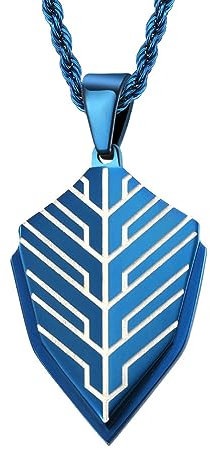 Ayoiow Edelstahlkette Herren Blau Anhänger Halskettes Geometrie